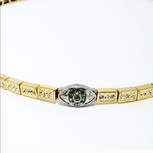 Emerald evil eye head piece house of Harlow 1960